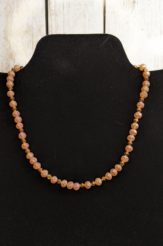 Elegant Peach and Gold Choker Necklace