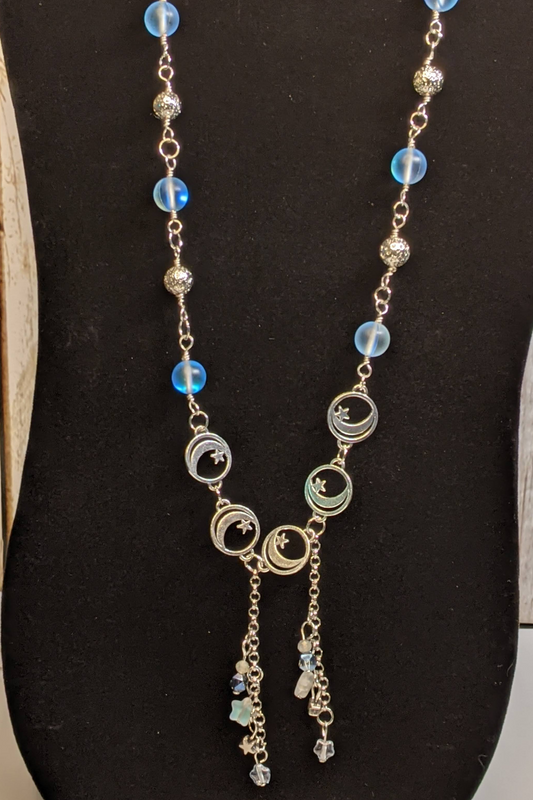 Blue Moon and Star Necklace